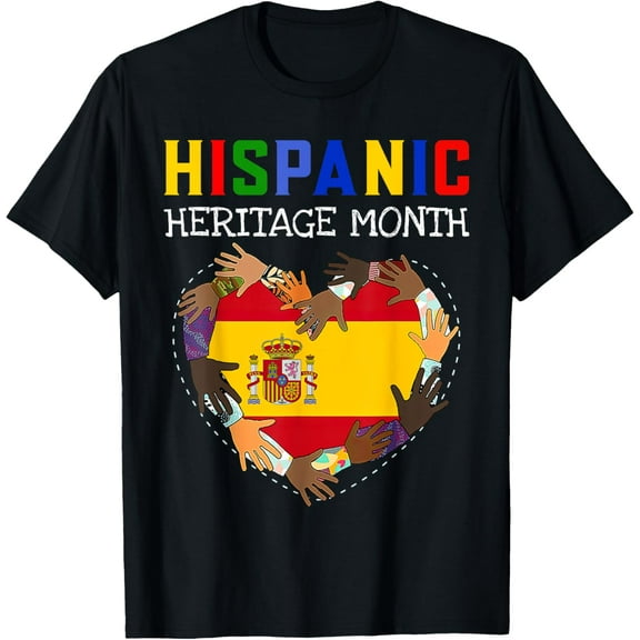 Hispanic Heritage Month Spain Kids Boys Girls T-ShirtMen and women, Black T-shirt, size: Extra large