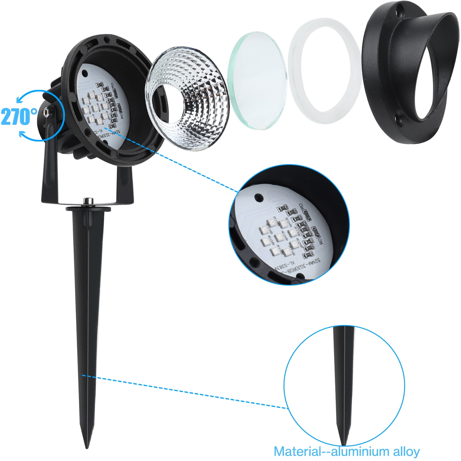 20W Christmas Halloween Spot Lights Outdoor, RGB Color Changing Landscape Spotlight 120V IP65 Waterproof with Plug & Remote, for Yard Garden, 4 pack