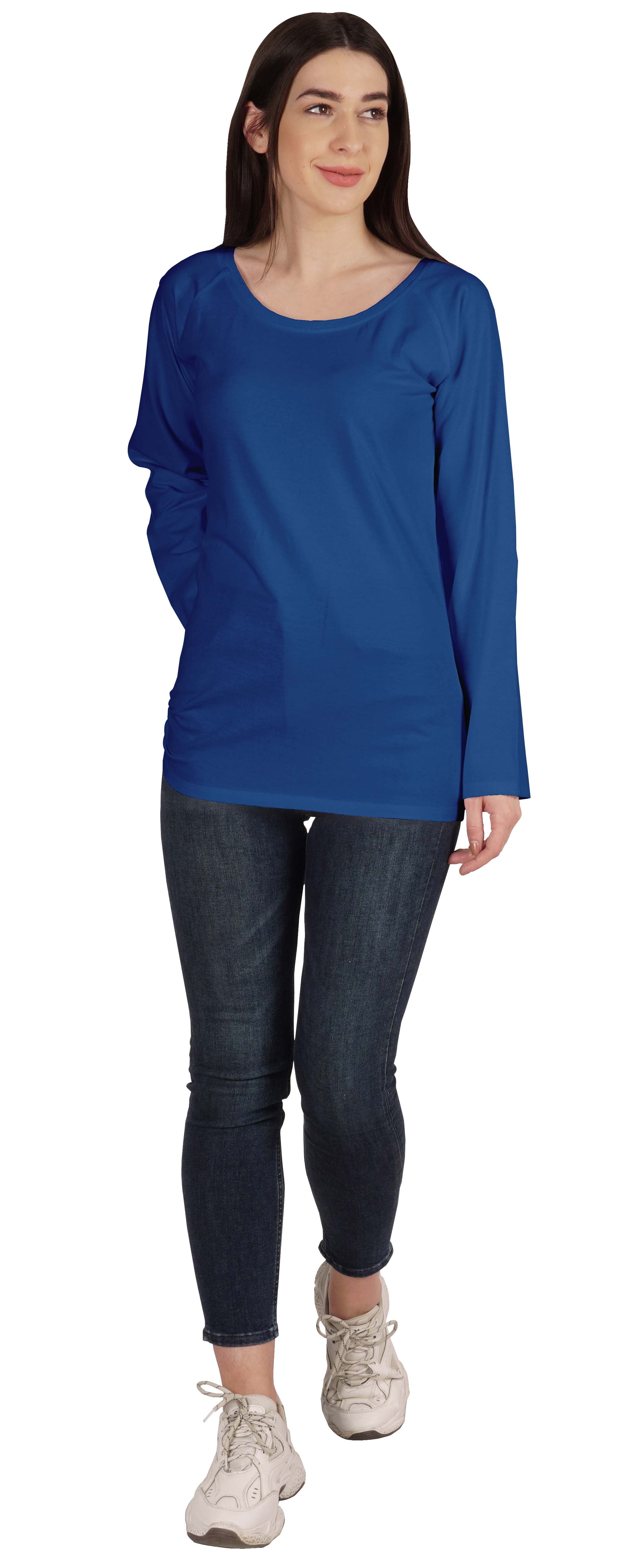 Inkmeso Solid Raglan Full Sleeve T-shirt For Women Scoop Neck Baseball Tee Casual Tops