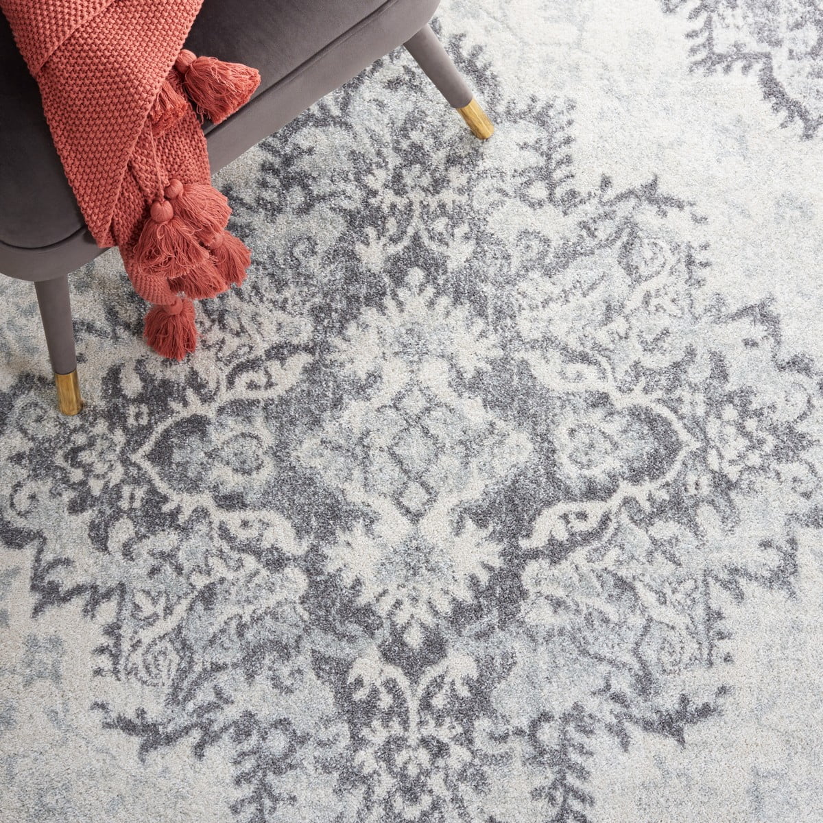 SAFAVIEH Tulum Apache Abstract Area Rug, 9' x 12', Ivory/Grey