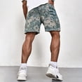 thumbnail image 6 of Men's Floral Print Drawstring Waist Shorts Summer Vacation Shorts with Pockets Blue 3XL, 6 of 7