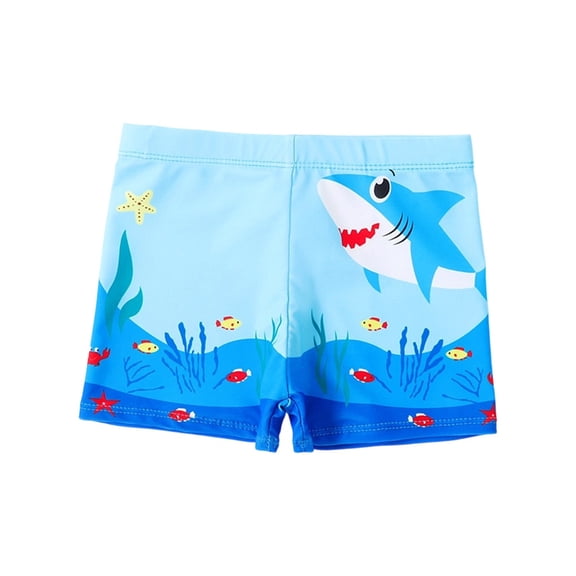 Elara Toddler Boys Cartoon Print Boxer Swim Trunks – Kids Quick-Dry Bathing Suit Bottoms with Mesh Lining, Ages 1-8 Blue XL