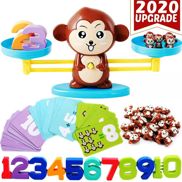 STEM Toys Fun & Educational Monkey Scale Balance Math Games – Cute Numbers  Counting Game for Girls & Boys – Perfect Learning Game for Ages 3+ (64 PCS)  