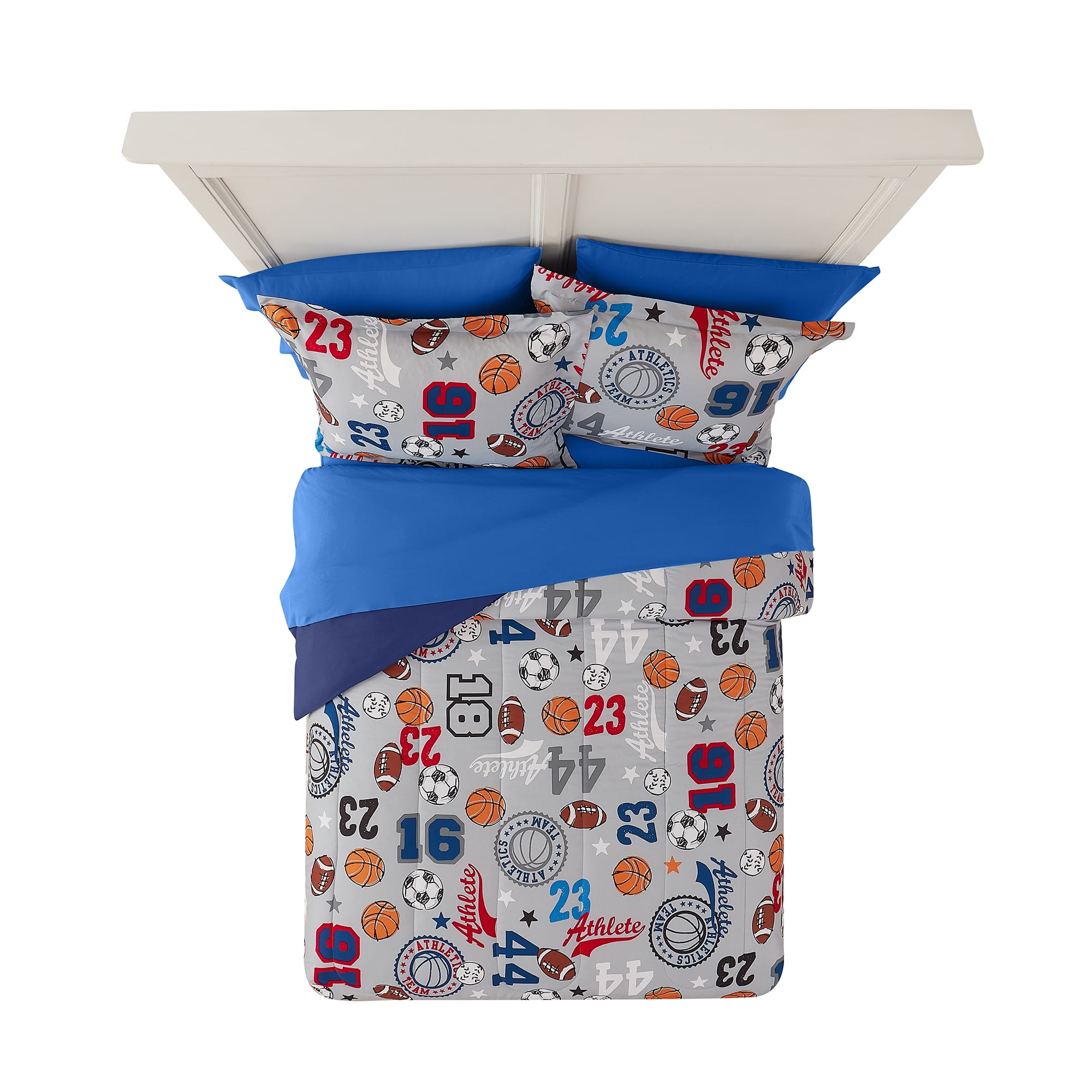 Your Zone 7 Piece Blue Sports Polyester Bedding Set for Boys, Full