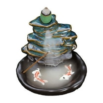 Meitianfacai Ceramic Incense Holder Cone Burner with Backflow Design Ornament Home Decor Aromatherapy for Spa Office Bedroom Yoga,Blue