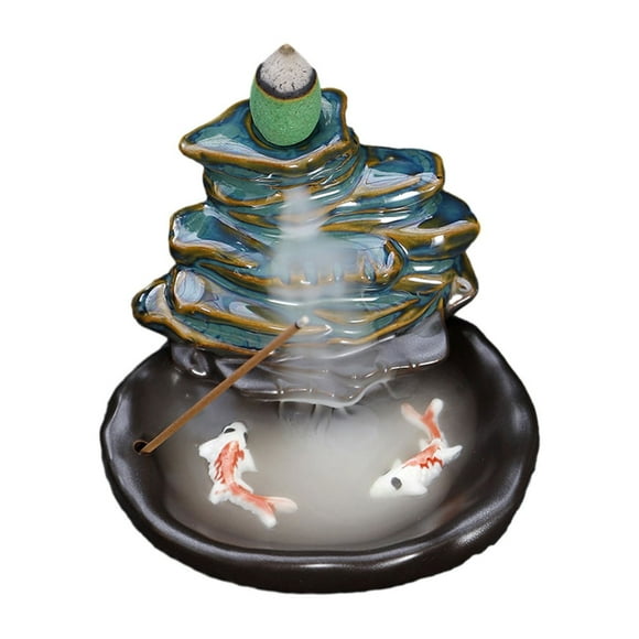 potrochi Cute Ceramic Backflow Incense Holder Waterfall Incense Burner, Ceramic Incense Incense Burner, Incense Burner Ornament, Incense Fountain for Home Decor, Desk Decor