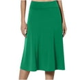 thumbnail image 1 of Faldas Umfun para mujer, lisas, elásticas, de cintura alta, línea A, plisadas, con dobladillo suelto, básicas, informales, versátiles, maxifalda, falda midi, color caqui, talla XL, 1 of 5