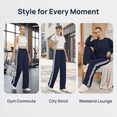 thumbnail image 2 of NICELF Womens Sweatpants Loose Straight Leg High Waisted Wide Leg Track Pants with Pockets & Drawstring, Lightweight Jog Yoga Pants for Workout & Running, Navy Blue, 2 of 7