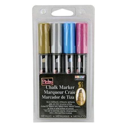 Marvy Uchida Bistro Chalk Marker - Set of 4, Metallic Colors, 6 mm
