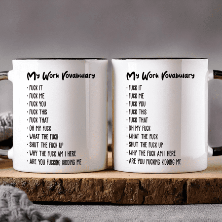 

Lotusprinthandmade My Work Vocabulary Red Accent Mug (15oz) (Made In US) work-themed birthday gift mug funny work mug work vocabulary gift mug