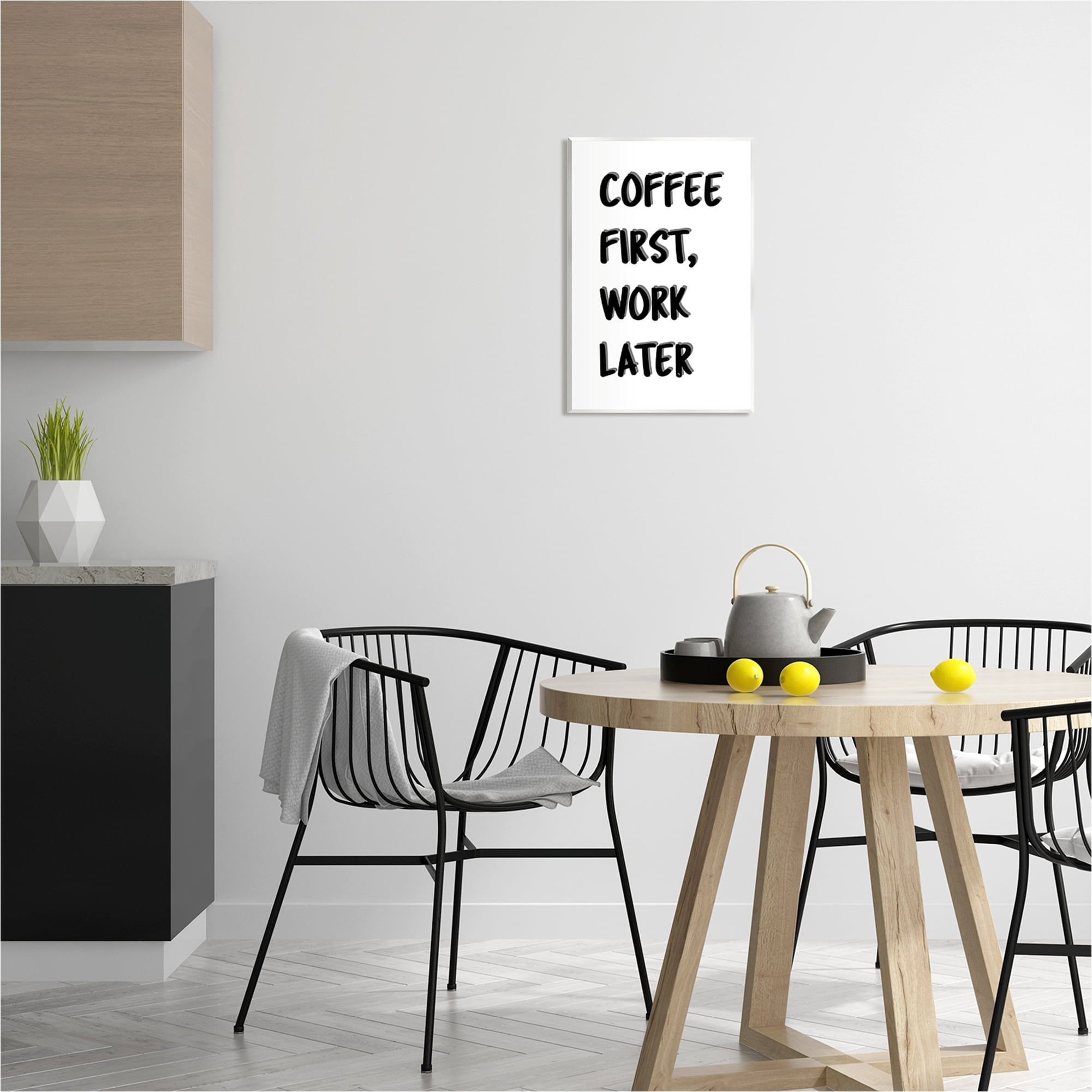 Stupell Industries Coffee First Work Later Food & Beverage Painting Unframed Art Print Wall Art, 13 x 19