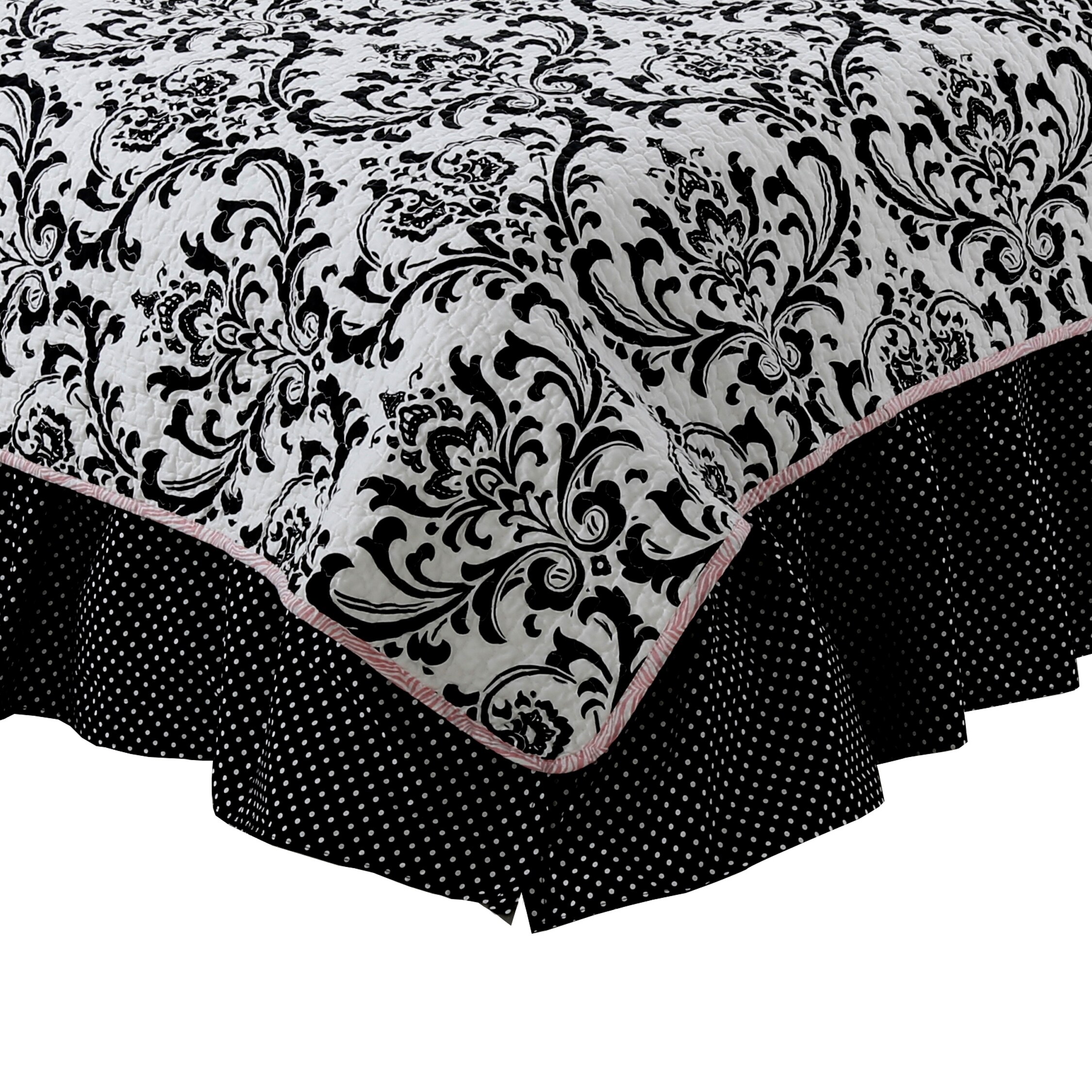 Cotton Tale Girly Black and White Damask Reversible 8 PC FullQueen