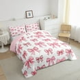 thumbnail image 4 of Feelyou Princess Pink Bowknot Full Size Comforter Sets for Kids, Cartoon Ribbon Ribbon Bedding Comforter Set, Cute Bow-tie Theme Reversible Bedding Sets, Ultra Soft Bedroom Decor, 3 Pieces, 4 of 9