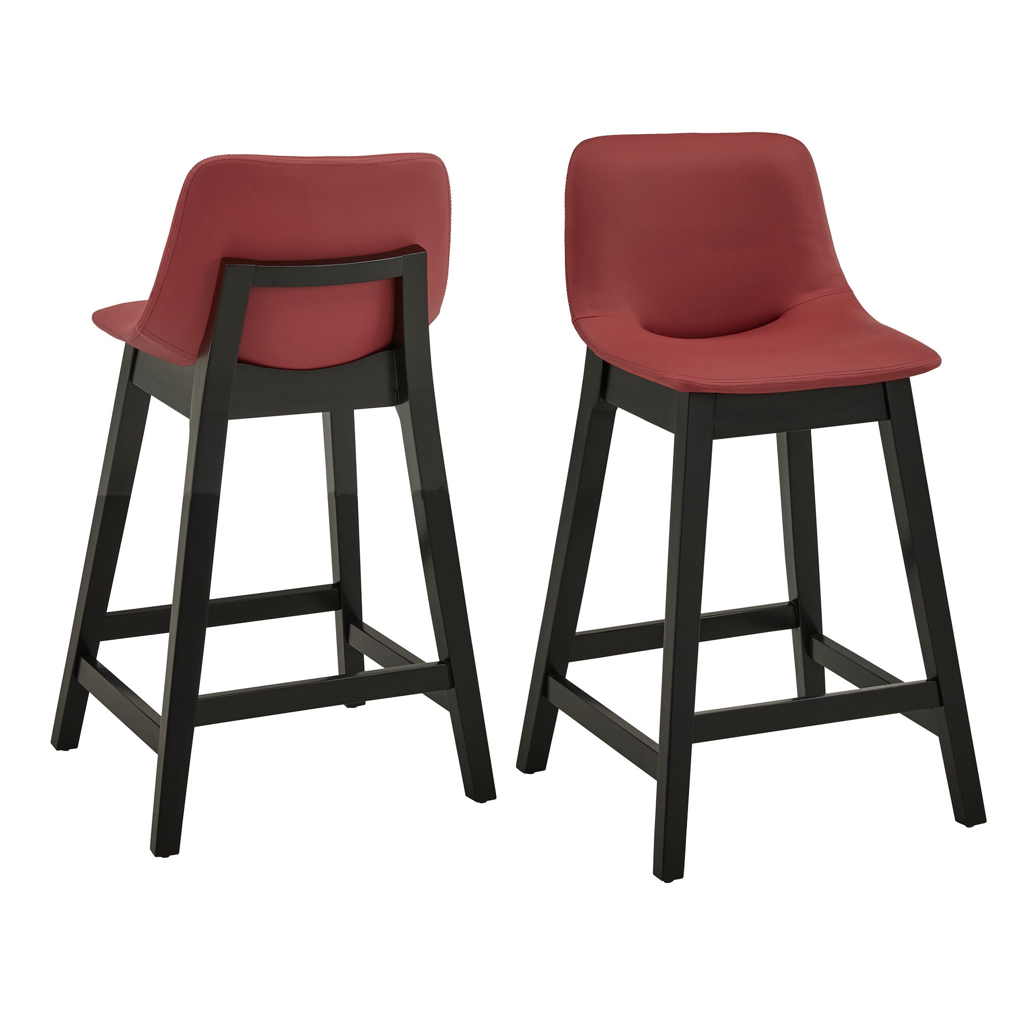 Weston Home Egleston Square Vegan Leather Low Back Counter Height Chair, Red, Set of 2