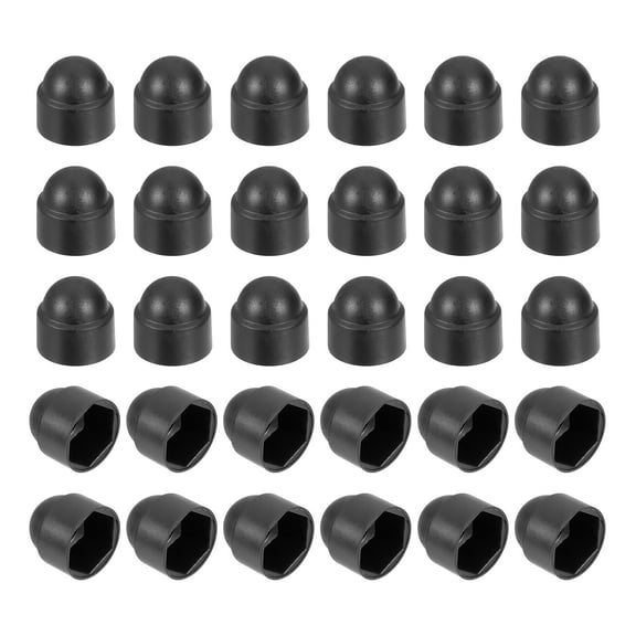 Uxcell Nut Protection Cap, 30Pcs M8x13x15mm - Plastic Hexagonal Screw Protection Cap, Dome Acorn Hex Head Bolt Covers (Black)