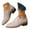 White, variant on Womens Western Boots Low Top Stacked Heeled Ankle Boots Snakeskin Print Slip on Elastic Chelsea Booties