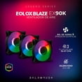 thumbnail image 3 of Kit 3 Ventiladores Gamer Balam Rush EOLOX BLAZE EX90K 120mm ARGB Negro 1200RPM 3 Pin Controladora BR-937948, 3 of 6