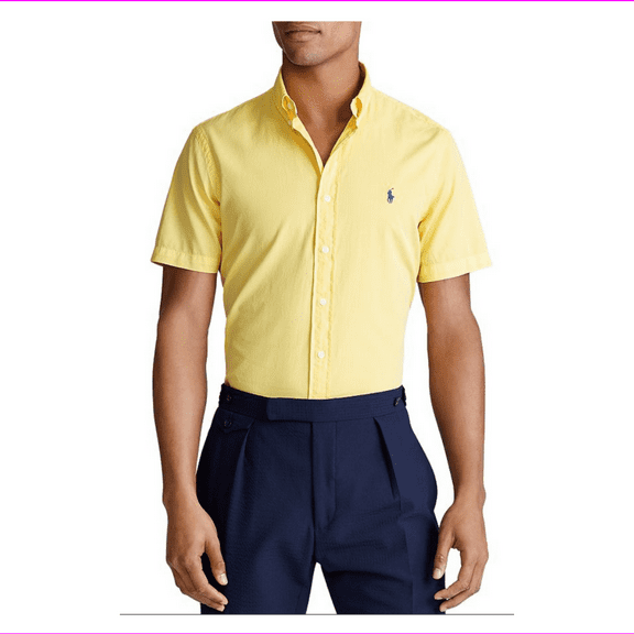 Polo Ralph Lauren Men's Big and Tall Garment-Dyed Twill Shirt, Yellow, 2LT