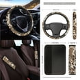 thumbnail image 3 of Renewold Cow Leopard Print Car Seat Cover Set 15 PCS, with Steering Wheel Seat Belt Strap Rear View Mirror Cover Trash Can Cup Coaster Keychain Air Vent Storage Bag Universal Fit, 3 of 7