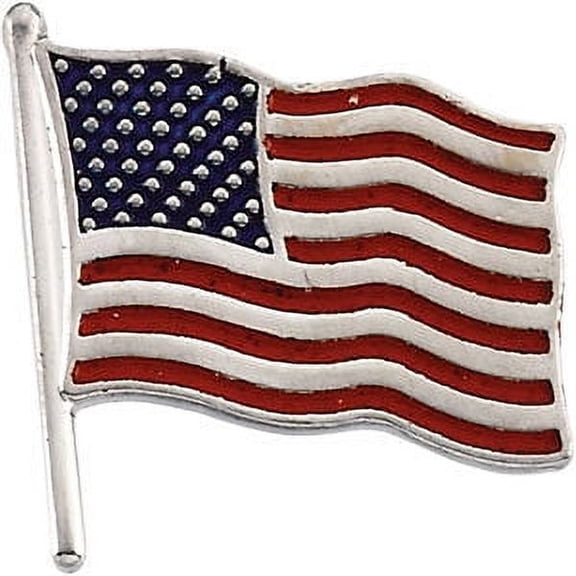 FB Jewels 14k White Gold 17.5x17mm American Flag Lapel Pin