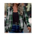 thumbnail image 4 of Chaquetas de Mujer Informales con Cremallera, de Franela A Cuadros, Larga, Holgadas, Ideales para Otoño. Verde XL, 4 of 6