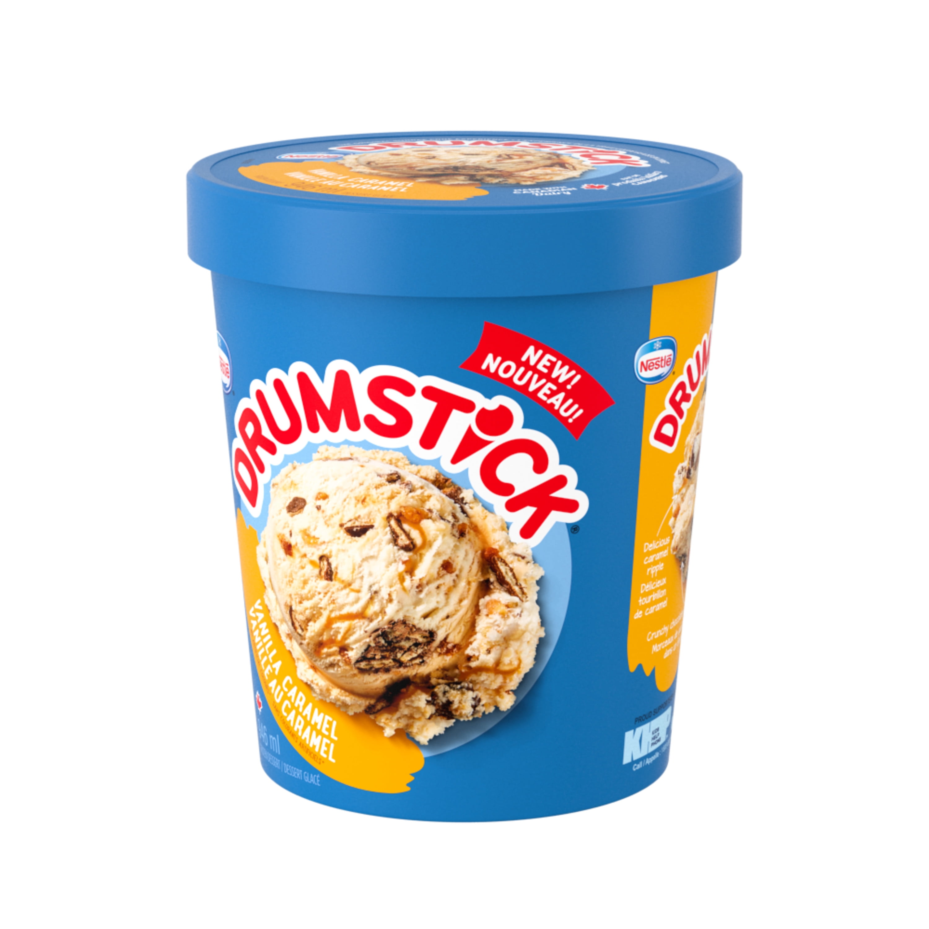 DRUMSTICK Vanille au caramel, dessert glacé à la vanille, caramel, arachides, morceaux de gaufrettes 946 mL