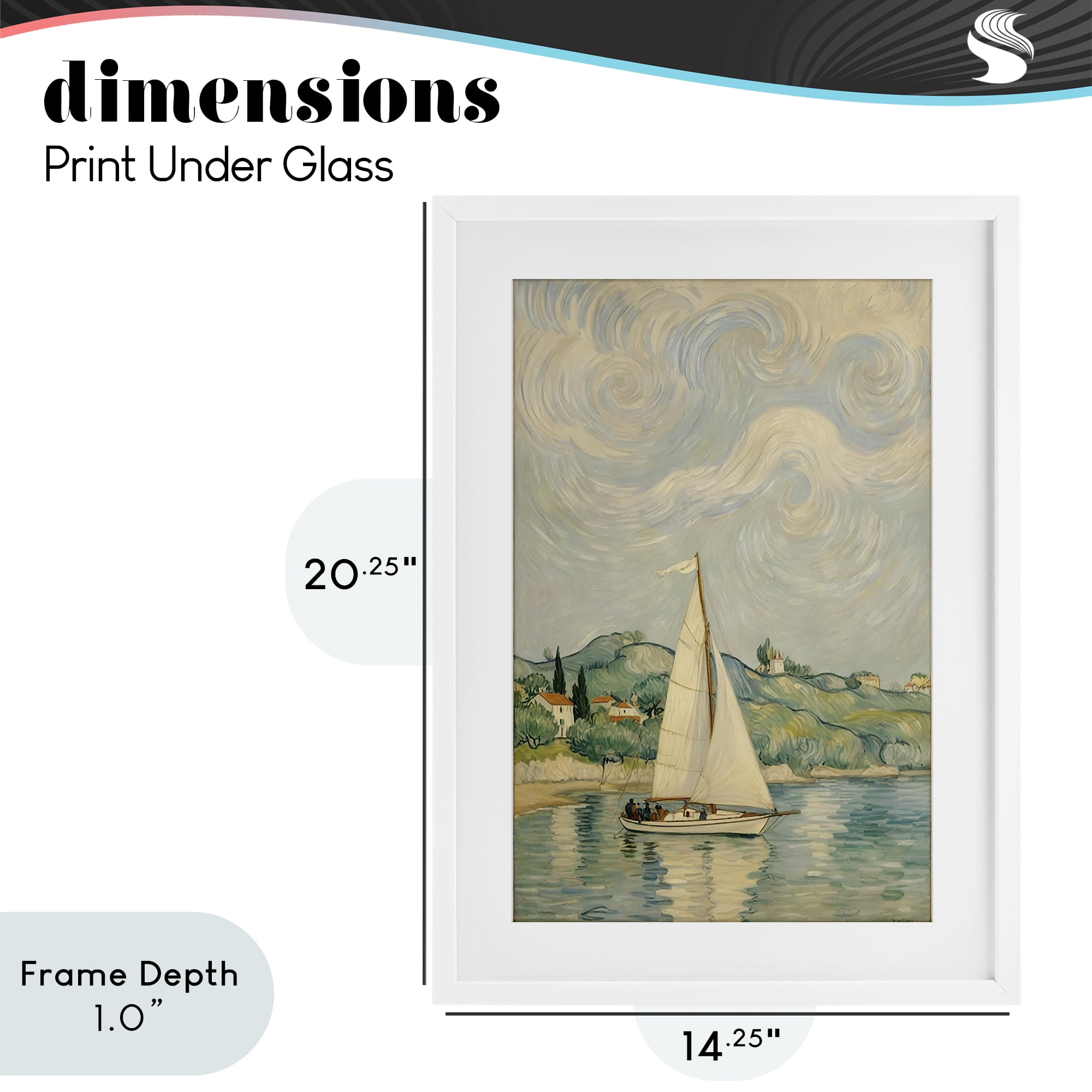 Stupell Industries Sailboat Beneath Swirling Clouds White Framed Print Under Glass, design by Angie Hawke