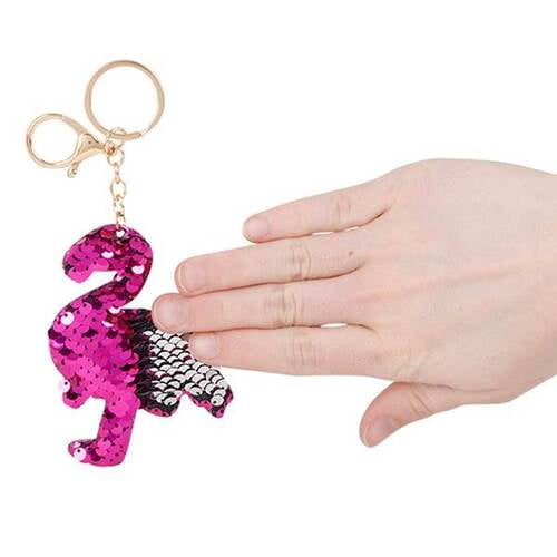 Colorful Sequins Flamingo Keychain Charm Paillette Pendant Keyring Key Chain DIY 