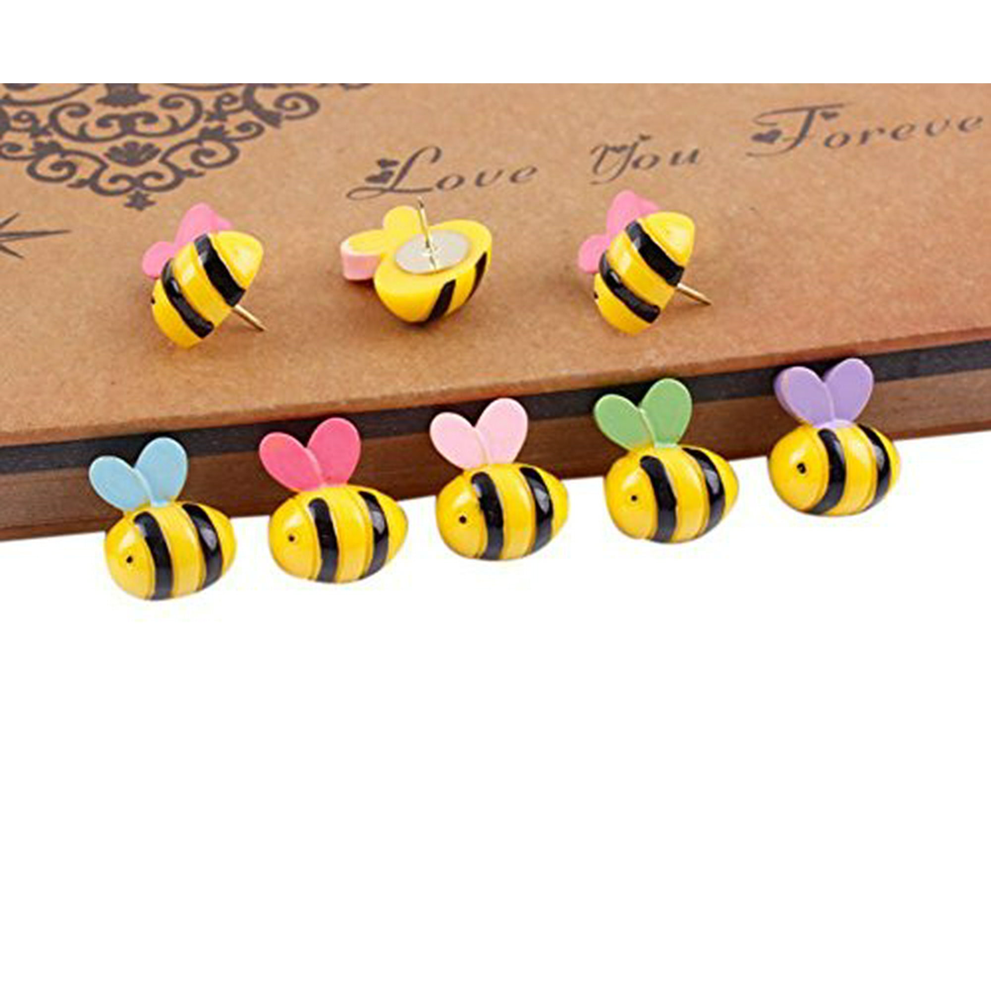 Yalis Decorative Thumb Tacks 15 Pcs Bees Push Pins Colorful For