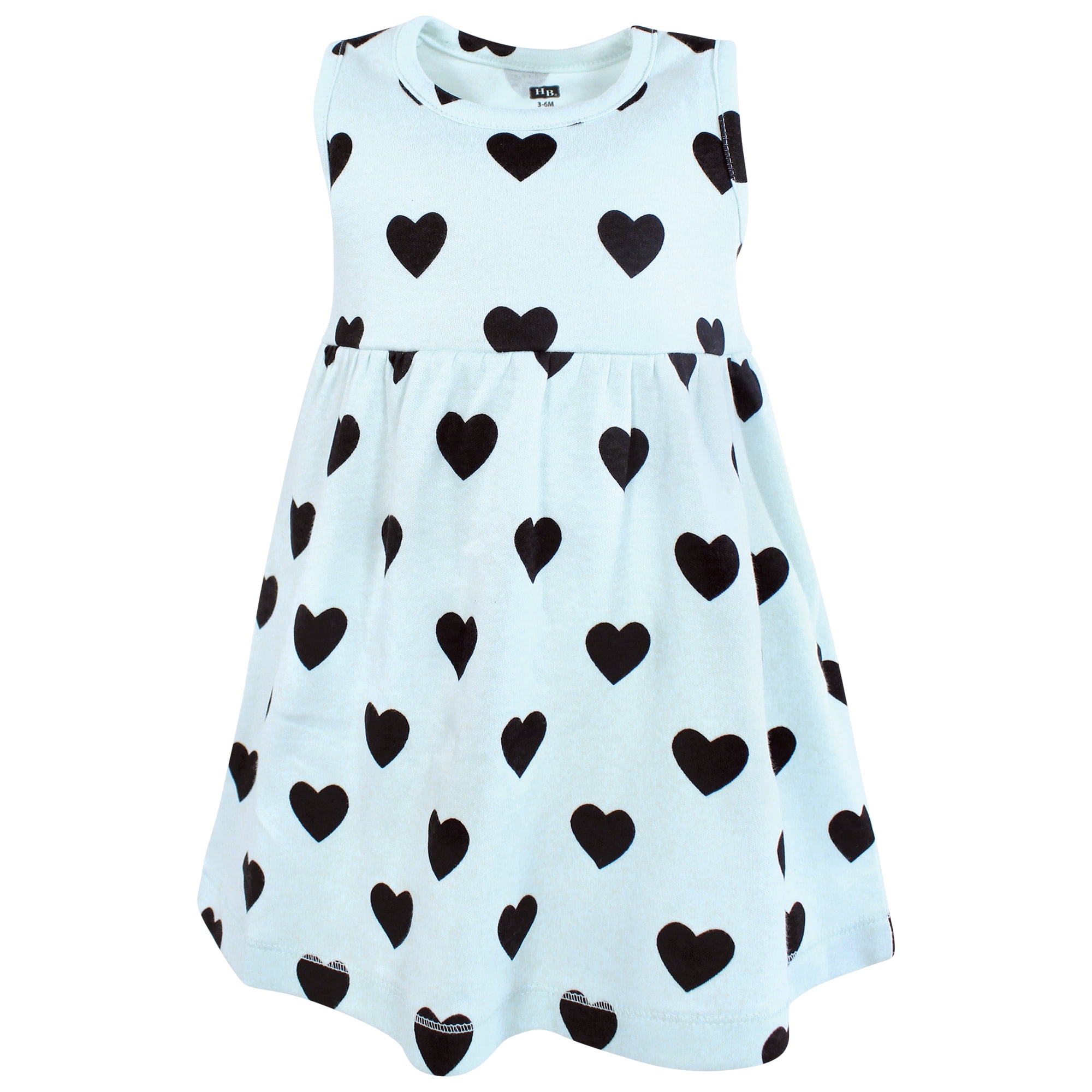 Hudson Baby Infant and Toddler Girls Cotton Dress and Cardigan Set, Mint Black Heart, 6-9 Months