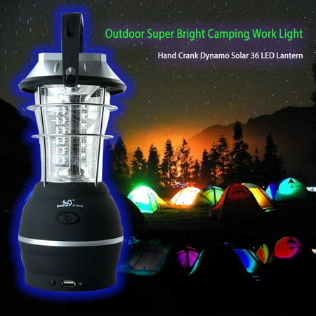 2 Pcs AGPtek 5 Charging Mode Hand Crank Dynamo Solar 36 LED Super Bright Rechargeable Outdoor Camping Light