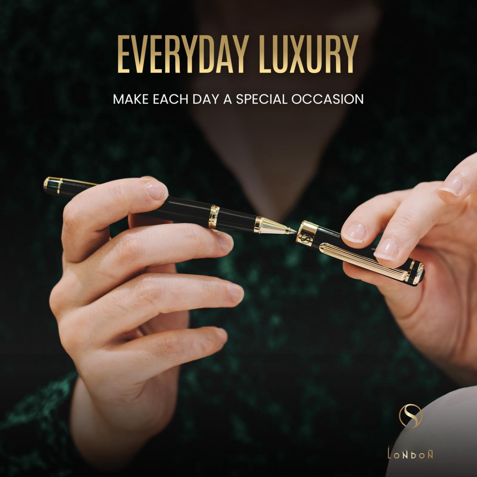Personalized Black Rollerball Pen - Stunning Luxury  Jet Lacquer & Real Schmidt Ink Refill Engraved Roller Ball Gift For Men Women Custom Name Engraving