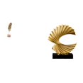 thumbnail image 1 of Escultura de hoja, estatua de ola oceánica, figura de arte en hierro, pieza decorativa de resina con base de madera, diseño abstracto, adecuada para d, 1 of 8