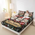 thumbnail image 4 of Feelyou Merry Christmas Bed Sheets, Kawaii Red Gnome King Sheets, Rustic Farmhouse Cabin Sheet Set, Breathable Home Decor,4 Pieces, 4 of 7