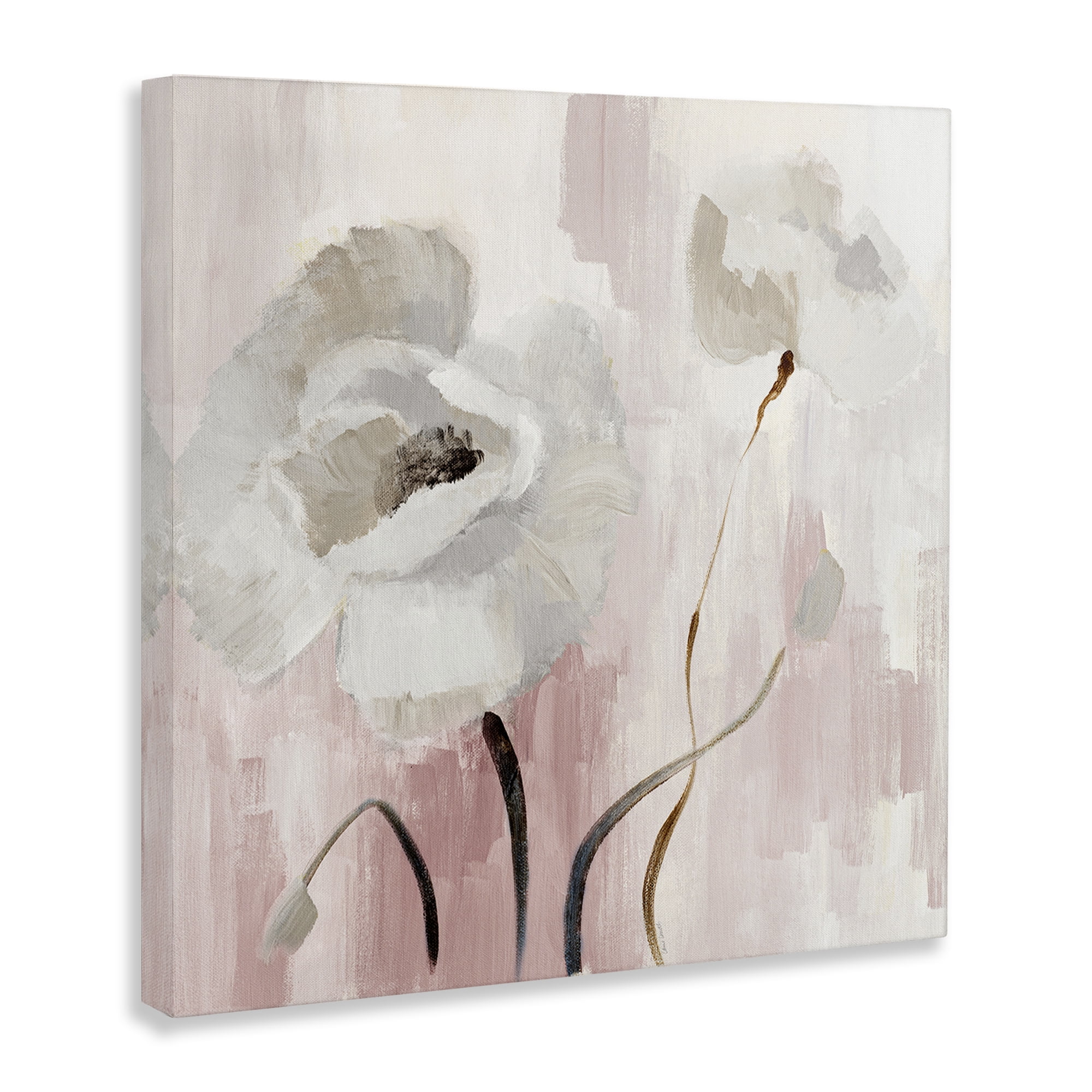 Stupell Industries Abstract White Blossoms Botanical & Floral Painting Gallery Wrapped Canvas Art Print Wall Art, 17 x 17