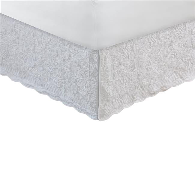 Benzara Bm15235 Tiber Fabric Bed Skirt With Paisley Stitching Details 44 White Full Size Walmart Canada