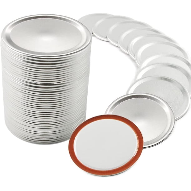 50 tapas para conservas de boca ancha para tarros /kerr - Tapas para tarros Mason con anillos de sellado de silicona, tapas para conservas a prueba de fugas de tipo dividido, material de grado al