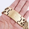 thumbnail image 1 of Stainless Steel Gold Color Cuban Chain Jesus Cross Scripture Bracelet Men s Prayer Amulet Bracelet Religious Christian Jewelry, 1 of 5