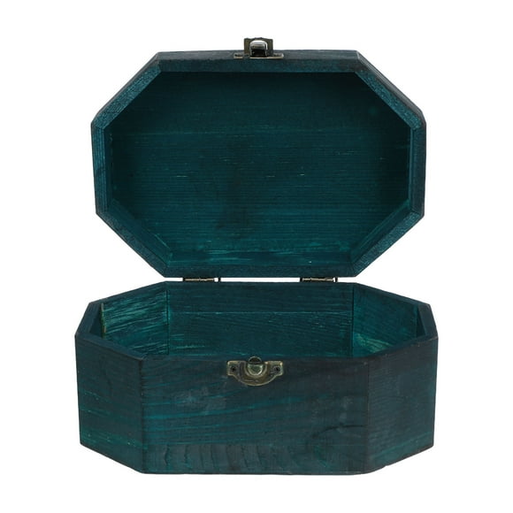 YSNOOWE Vintage Storage Box Wood Storage Box Green Octagonal 1Set