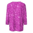 thumbnail image 4 of Women's Sequin Tops 3/4 Sleeve,Womens 3/4 Sleeve Sparkly Shirts Casual Crewneck Spring Summer Shimmer Glitter Tops 2024 Trendy Ladies Going out Party Blouses, 4 of 5