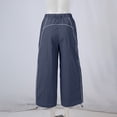 thumbnail image 6 of Womens Wide Leg Track Pants Drawstring High Rise Striped Elastic Waist Baggy Pants with Pockets Navy L, 6 of 9