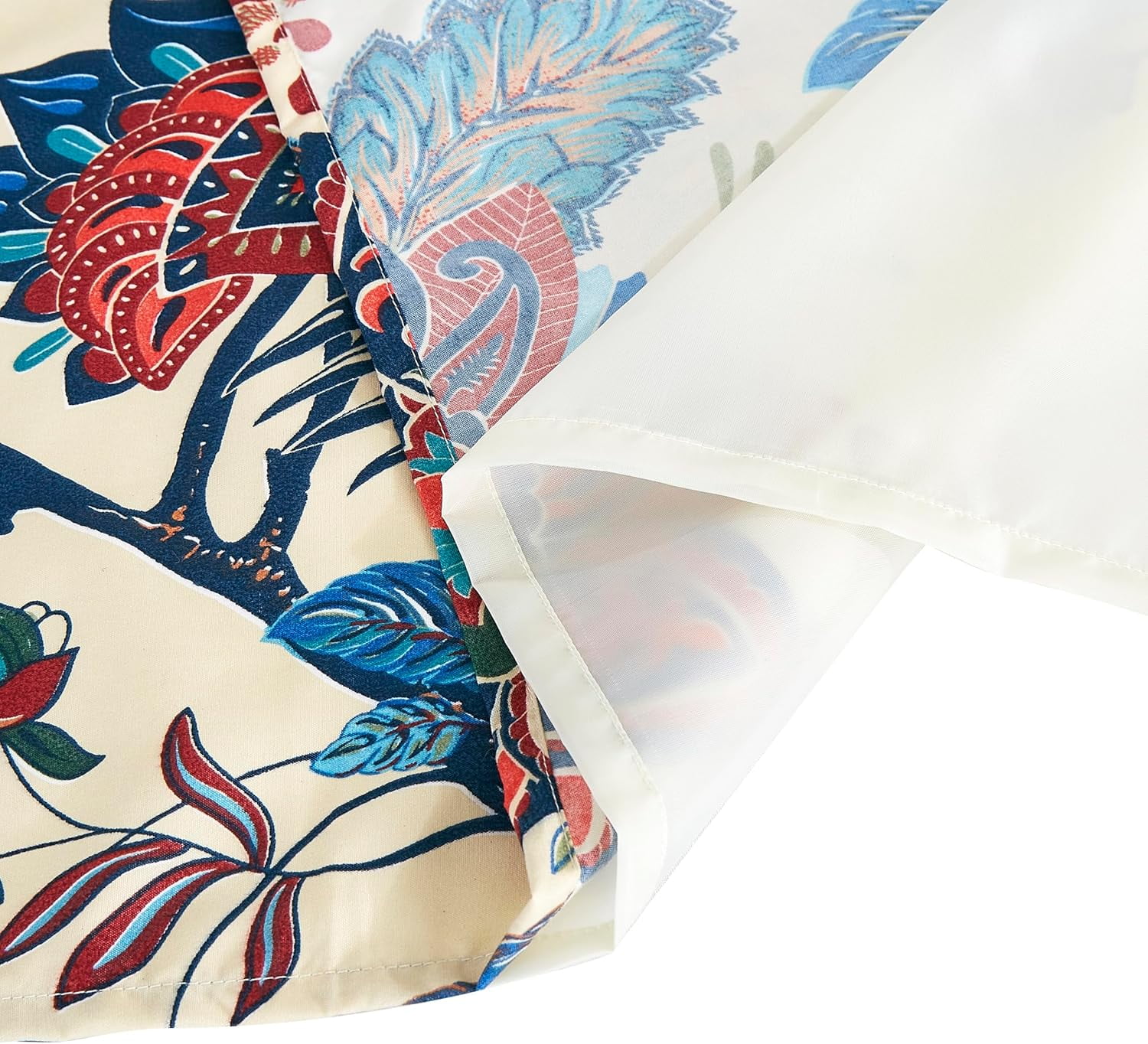 Chezmoi Collection 4-Piece Paradise Floral Window Curtain Set with Sheer Backing, Multicolor Blue Red Orange Cream Printed Microfiber, 120 inch x 84 inch