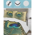 thumbnail image 4 of Quilts Queen Size, Retro Peacock Feathers Soft Comforter Bedding Set for Bed, Vintage Abstract Art Lightweight Quilted Bedspread with Pillow Cover(2 Pieces) for All Season, 90x96 Inch, 4 of 6