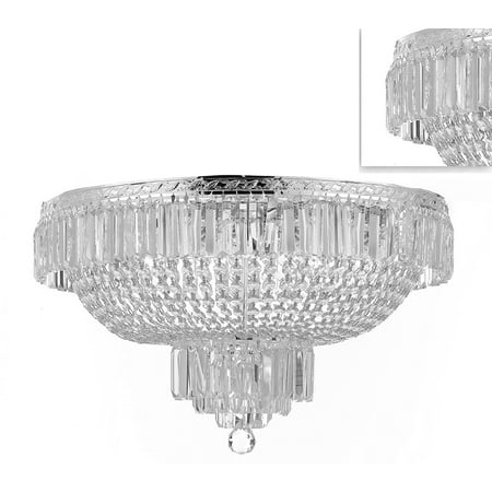 Basket Semi Flush - French Empire Crystal Semi Flush Basket Silver Chandelier