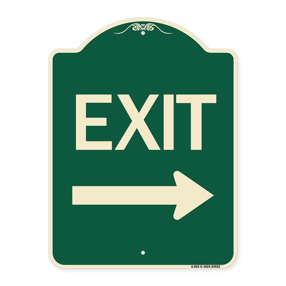 SignMission Designer Series Sign - Exit with Right Arrow | Green & Tan 18" x 24" Heavy-Gauge Aluminum Architectural Sign | Protect Your Business & Municipality | Made in the USA