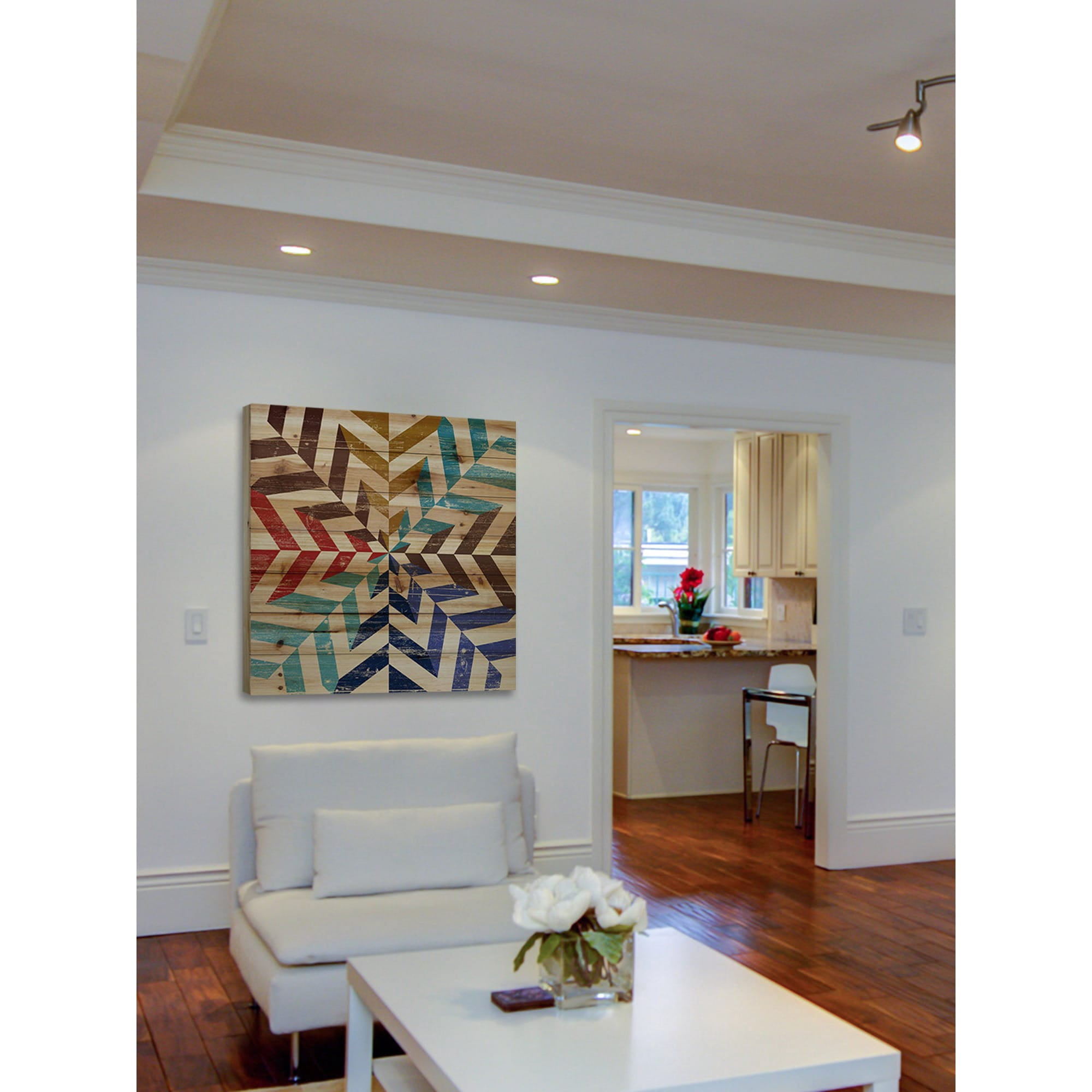 Marmont Hill - "Kaleidoscope" Painting Art Print On Natural Pine Wood, 32.0" x 1.5"