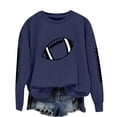 thumbnail image 2 of YVNAURA Cotton Oversized Winter Sweatshirt for Women Fleece Lined Crewneck Pullover Loose Fit Long Sleeve Drop Shoulder Y2K Trendy Casual Fall Streetwear Outfits Top, Navy,M, 2 of 4