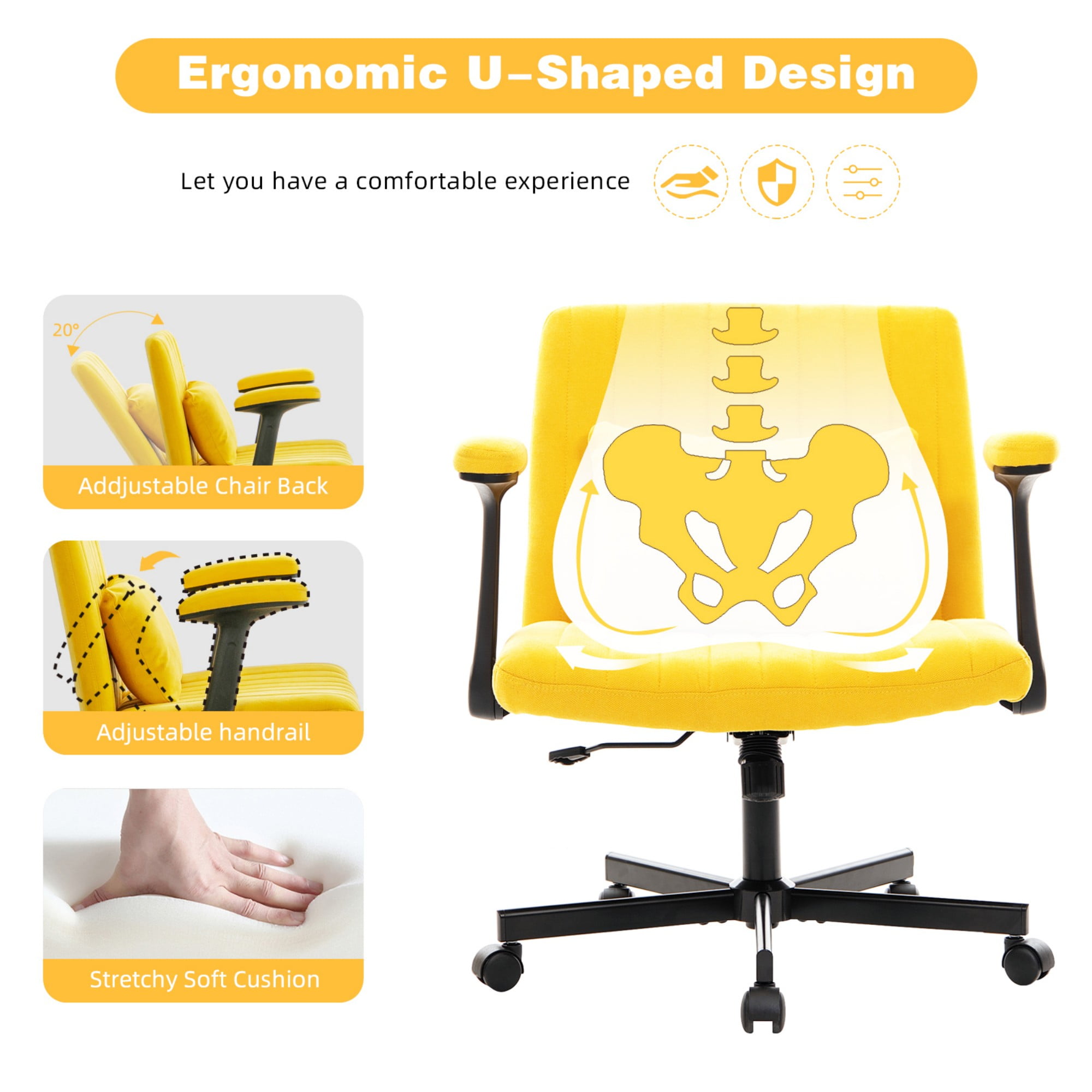 Leumius Velvet Office Chair Criss Cross Legged Chair with Wheels,Reading Chair Vanity Task Desk Chair for Home Office,Blue