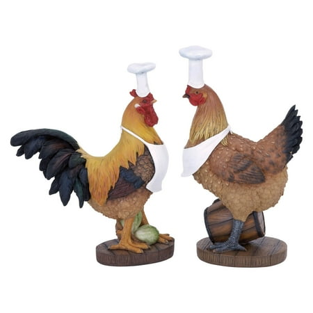 Woodland Imports Rooster Chef Sculptures - Set of 2