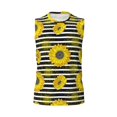 thumbnail image 6 of Lsque Sunflowers On Black And White Stripes Print Men's Cotton Blend Sleeveless Muscle Shirts (S-3XL)- Moisture Wicking, Odor Protection, UPF 30+,, 6 of 8